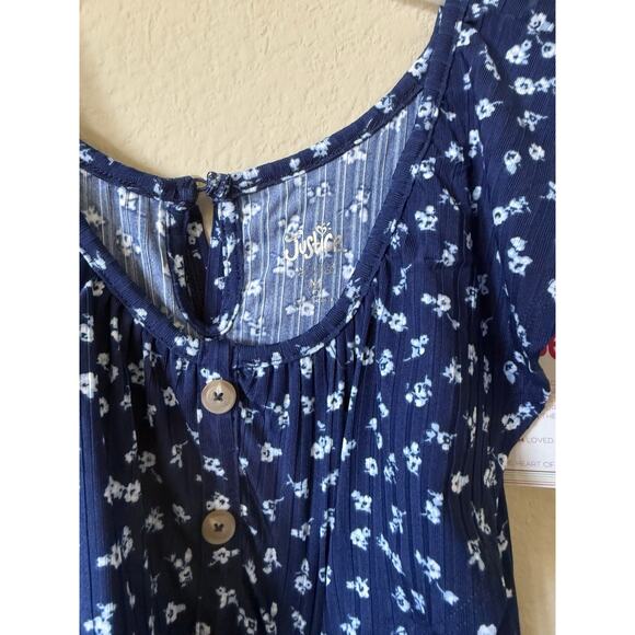 Lot Of 2 Justice Floral Ruffle Sleeveless Elastic Waist Girls Romper Size M 10 - Picture 13 of 15